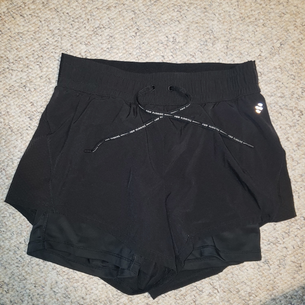 H&M track shorts with built-in spandex shorts